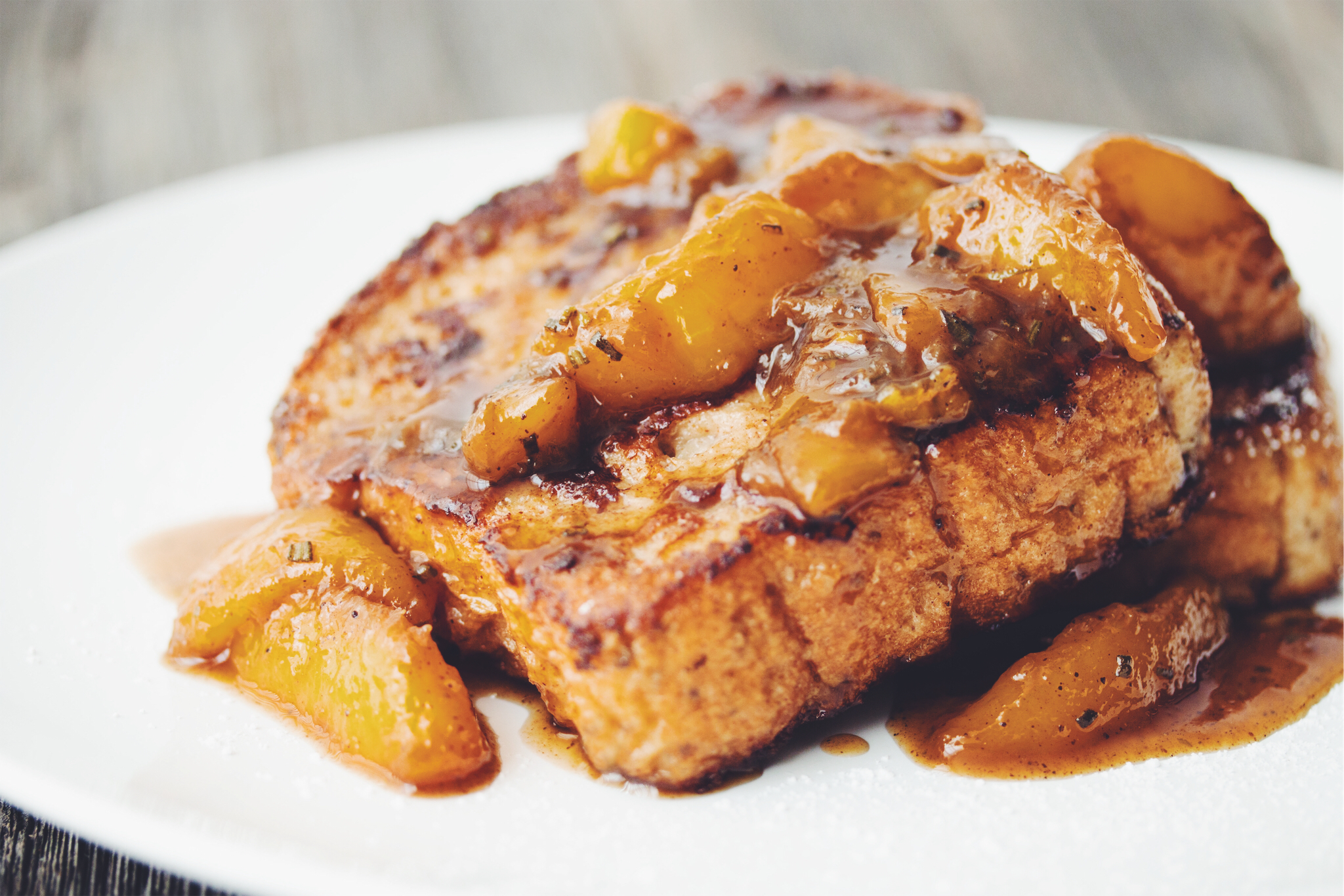 french toast and rosemary peach compote_hot for food