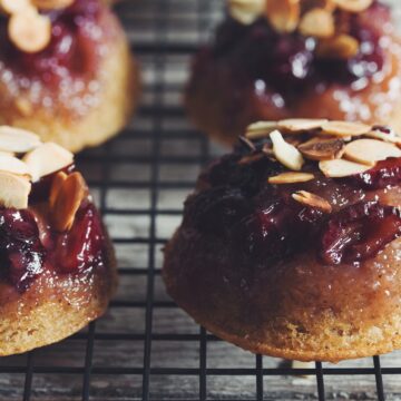 upside down cherry vanilla almond cakes_hot for food