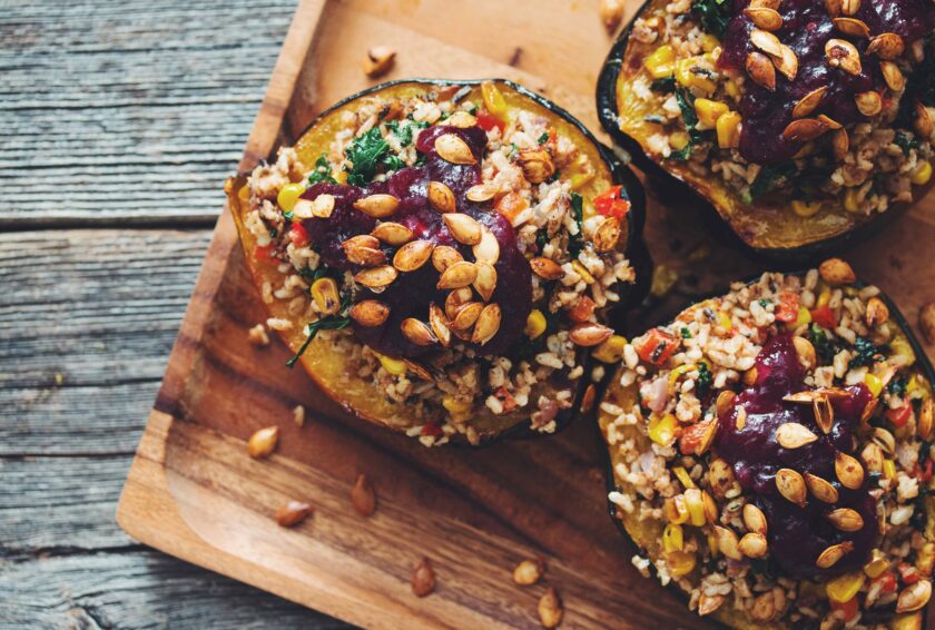stuffed acorn squash & red wine cranberry sauce_hot for food