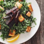 vegan kale caesar salad with tempeh bacon_hot for food