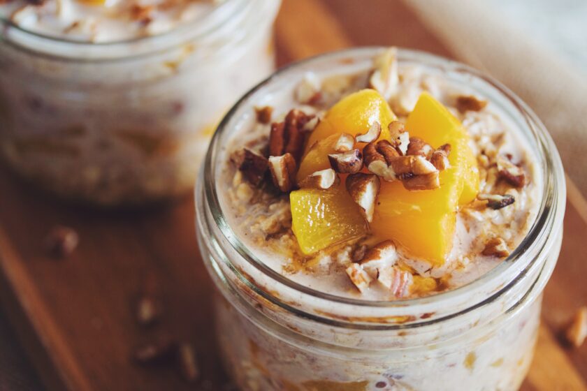 maple peach pecan overnight oats_hot for food