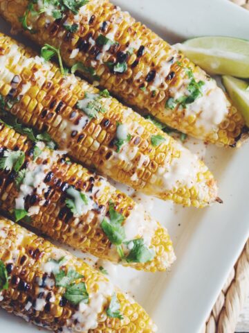 grilled corn on the cob with coconut lime cream_hot for food