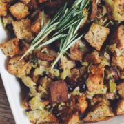 traditional bread and sausage stuffing_hot for food