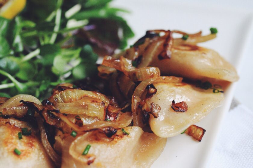 vegan sweet potato sauerkraut pierogi hot for food