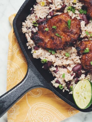 spiced rum jerk sunchokes with rice & beans_hot for food