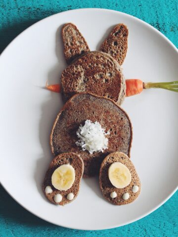 vegan easter bunny pancakes - hot for food