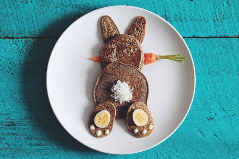 vegan easter bunny pancakes - hot for food