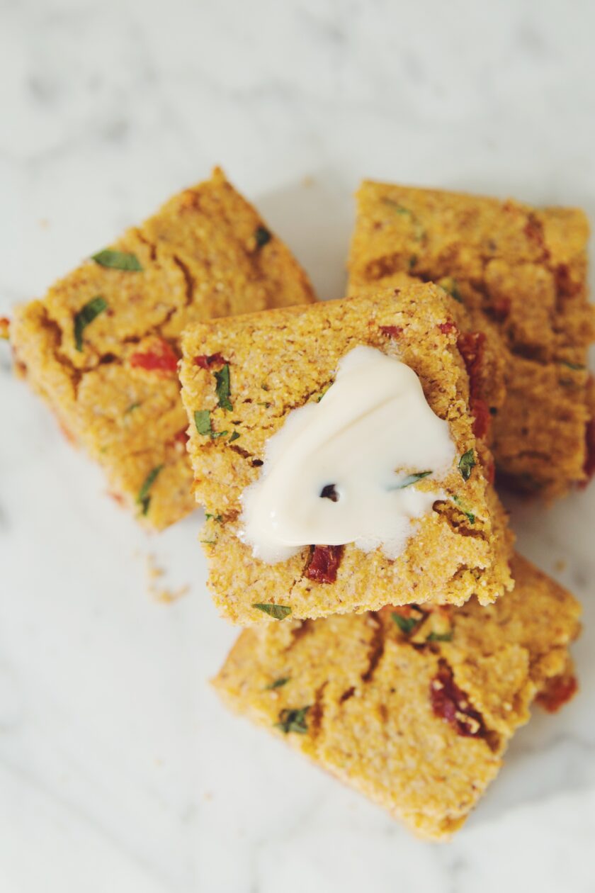 sundried tomato basil cornbread hot for food