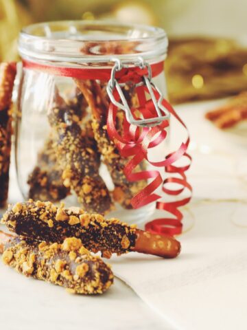 vegan golden chocolate caramel pretzel rods_hot for food