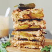 golden beet pastrami reuben style sandwiches