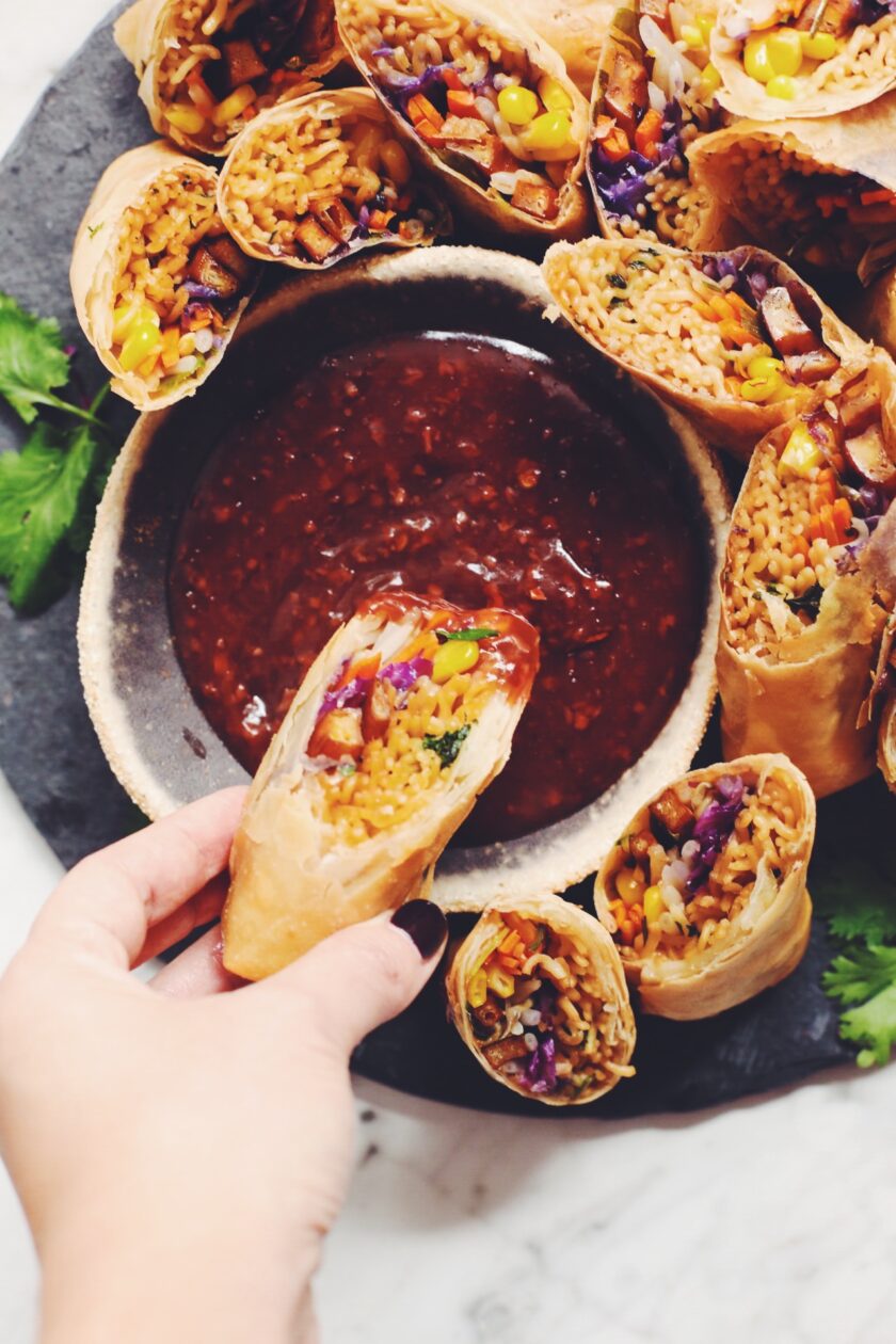 vegan ramen spring rolls autumn recipe
