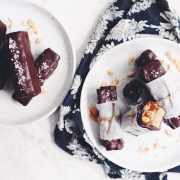 vegan caramel peanut chocolate bars_hot for food