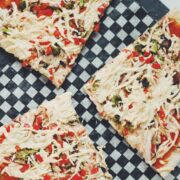 veggie pizza and homemade beer pizza dough_ hot for food