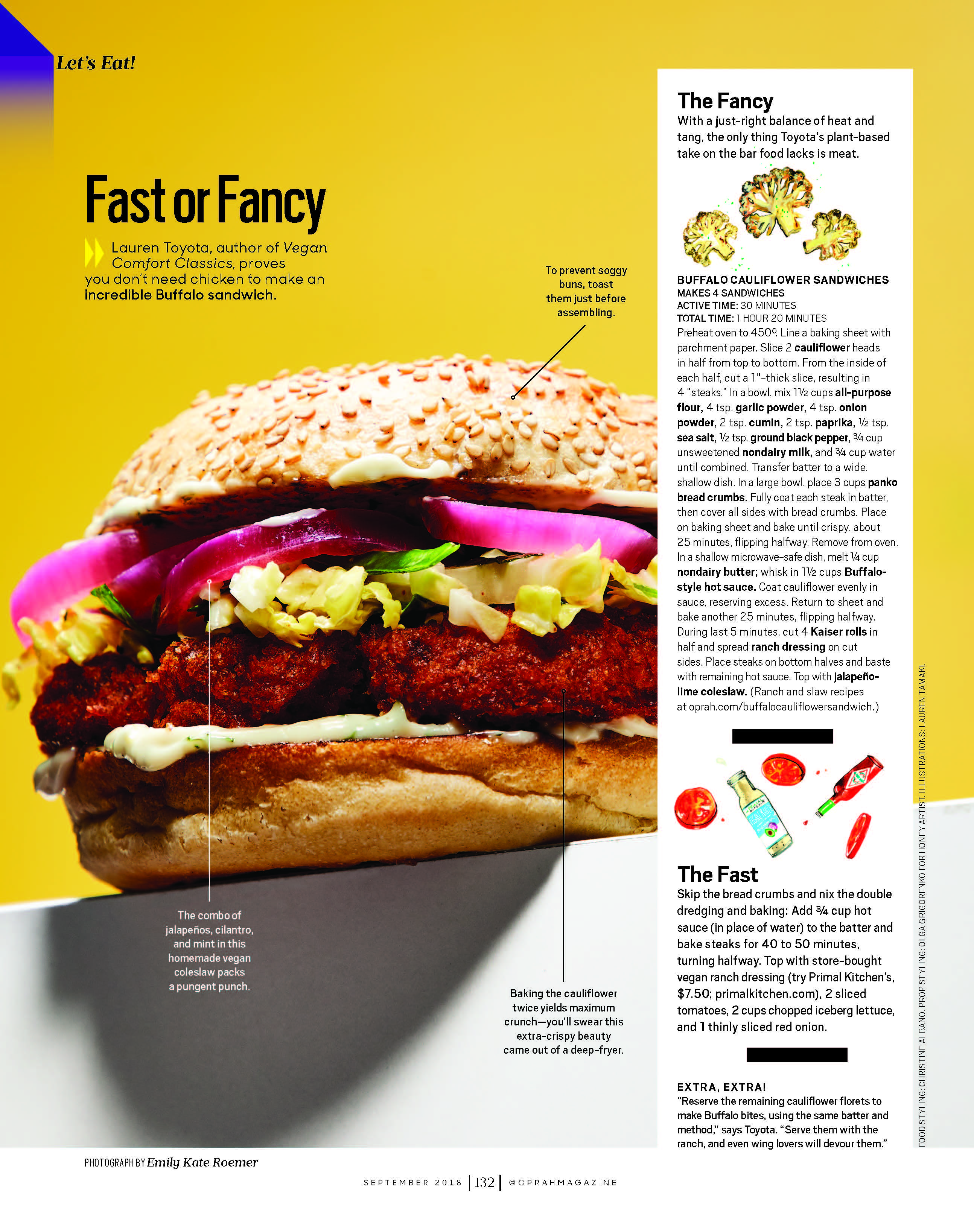 O Magazine_Sept. 18 Fast Fancy Buffalo Cauliflower_hot for food