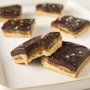 vegan millionaire shortbread on a platter