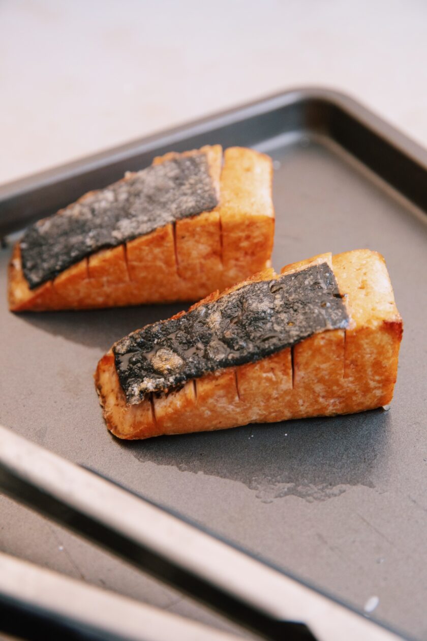 crispy tofu salmon fillets